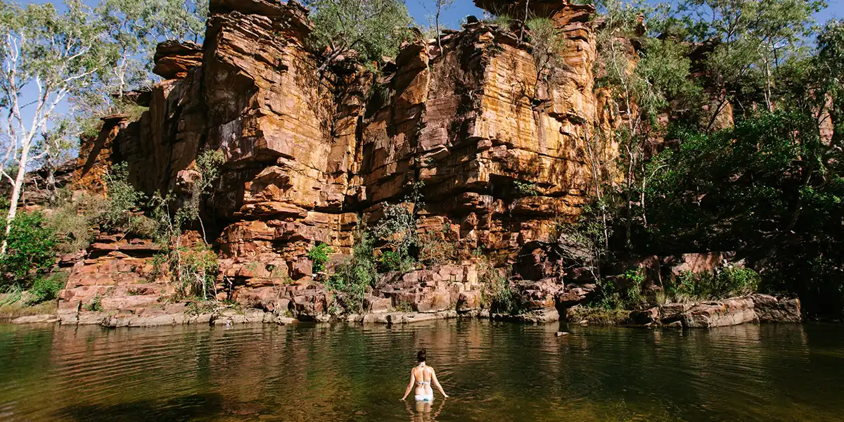 woman in gorge